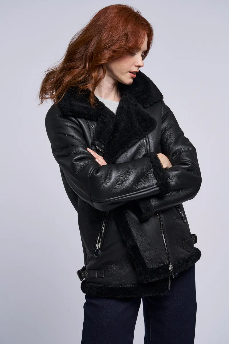 426 Genuine shearling moto jacket Winter Clearance