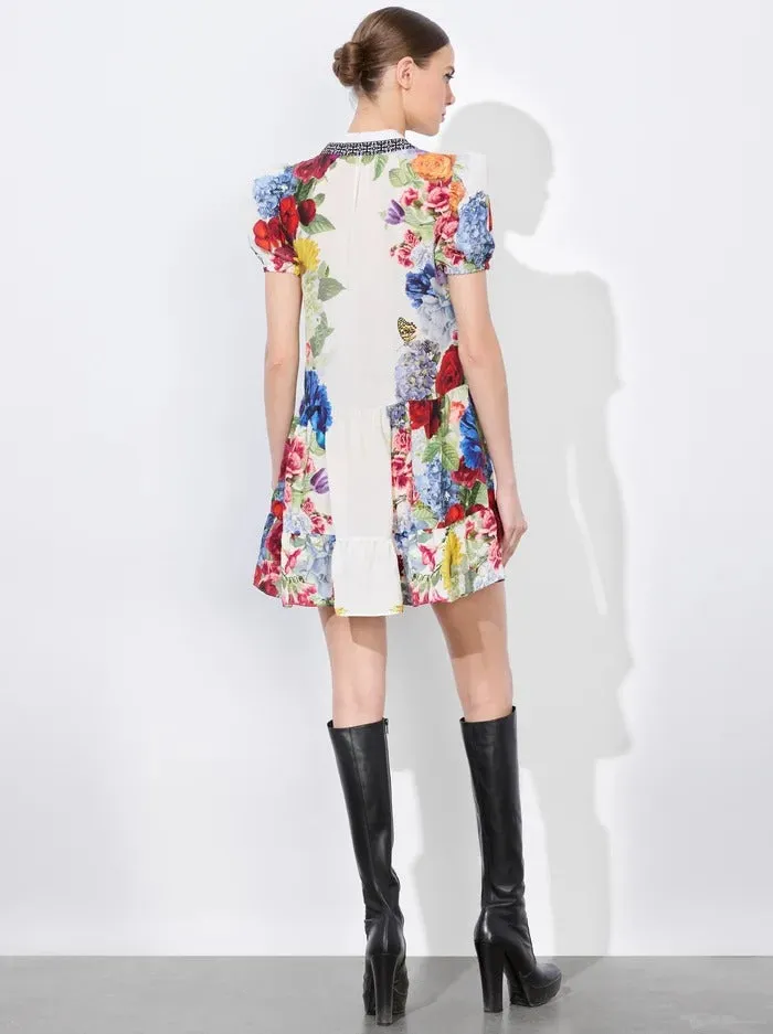 Alice   Olivia Claire Mini Dress in Garden Brunch Off-White