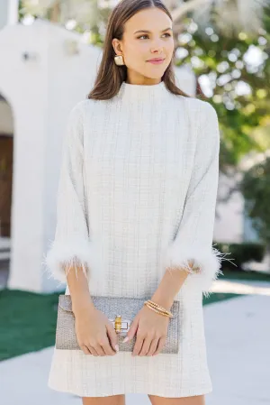 All You Love Ivory Tweed Shift Dress