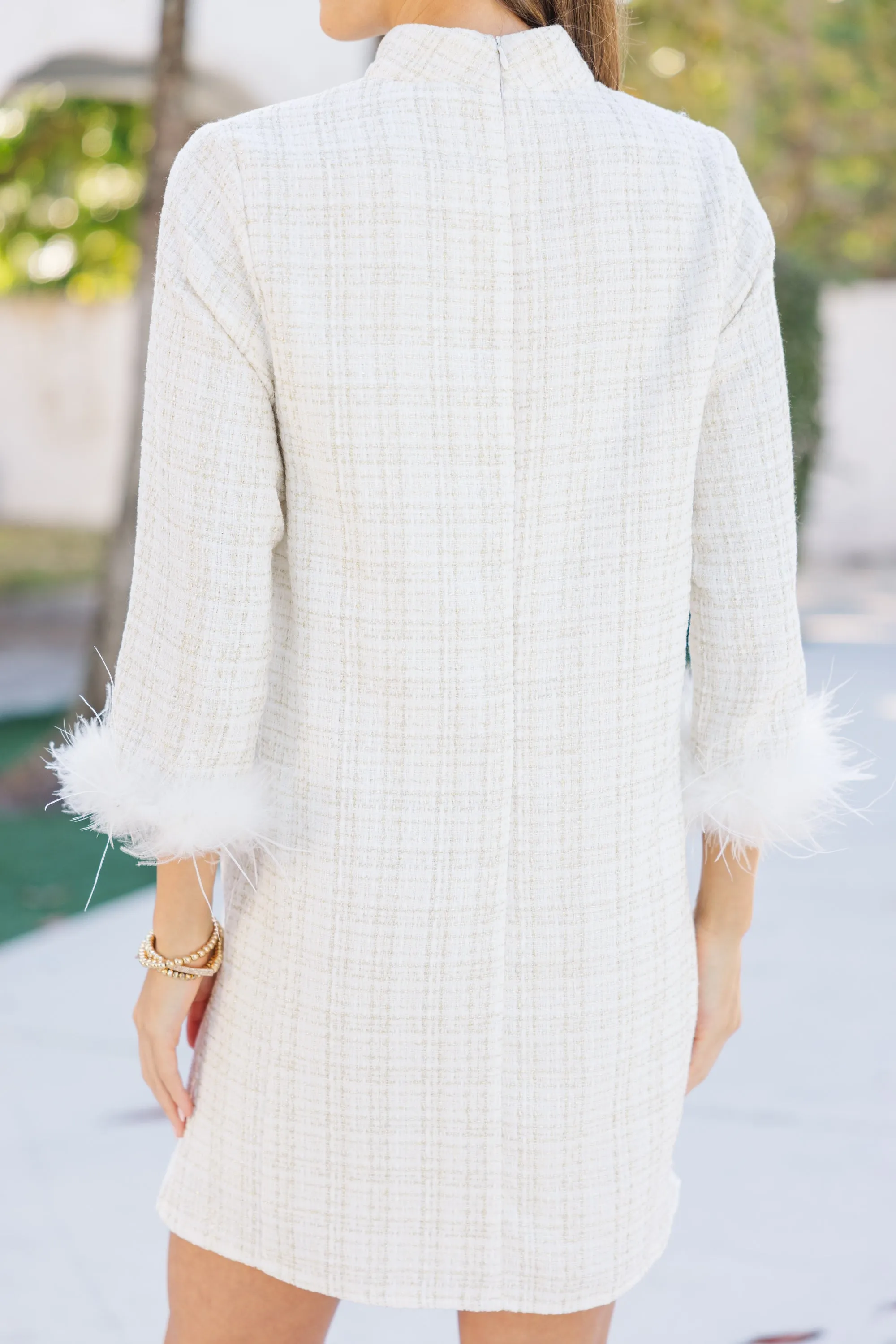 All You Love Ivory Tweed Shift Dress