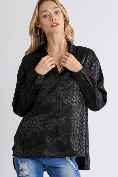 Animal Jacquard Print Button Up Long Sleeve Shirt