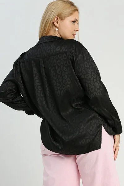 Animal Jacquard Print Button Up Long Sleeve Shirt