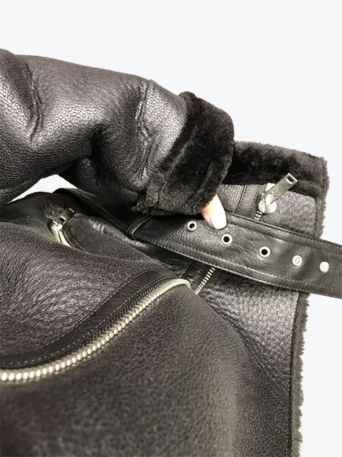 Belted Moto Biker Fur Jacket