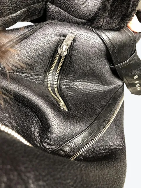 Belted Moto Biker Fur Jacket