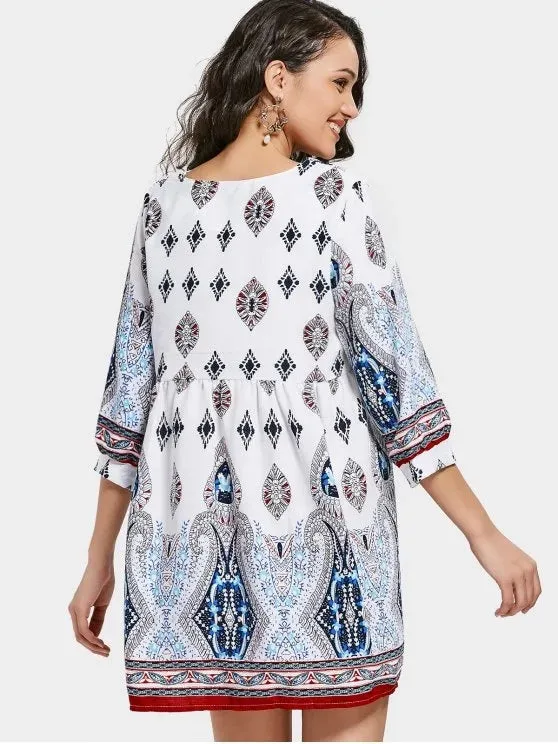 BerryBetty - Gorgeous Tribal Print Mini Shift Dress