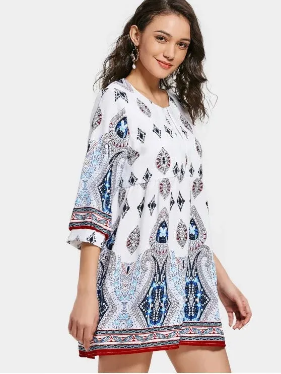 BerryBetty - Gorgeous Tribal Print Mini Shift Dress