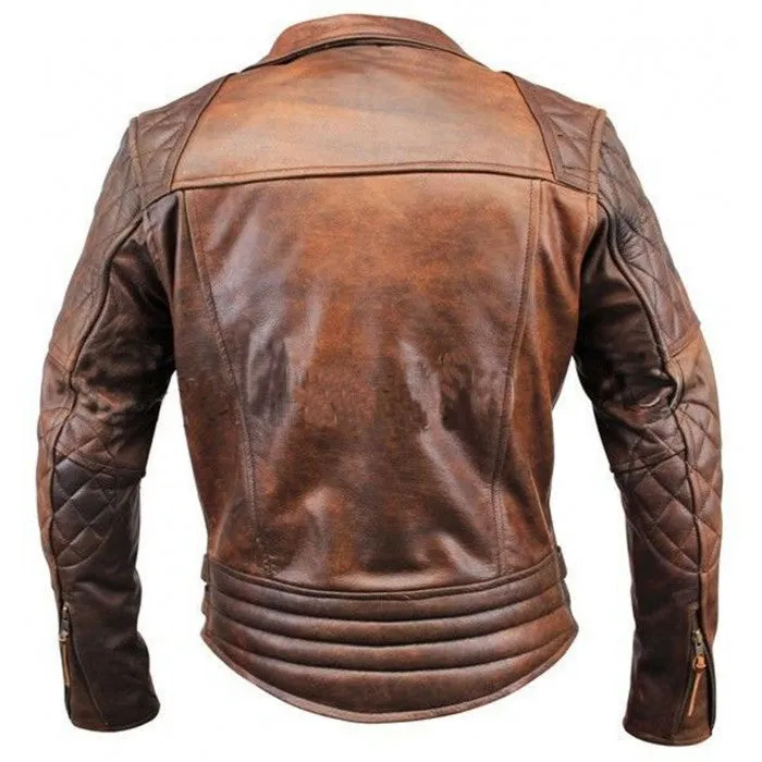 BIKER MOTORCYCLE VINTAGE BROWN JACKET | DISTRESSED JACKETS