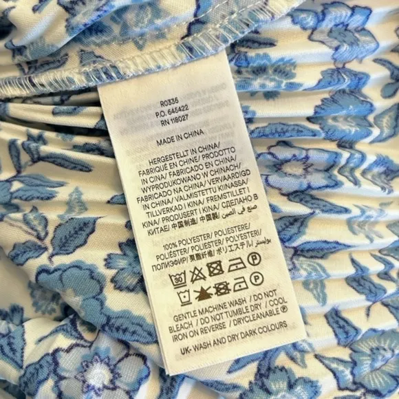 Boden Chinoiserie Blue Floral Pleated A-Line Skirt, Size 10, NWT
