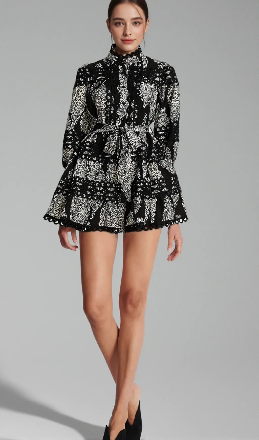 Bérengère black pattern-print mini dress