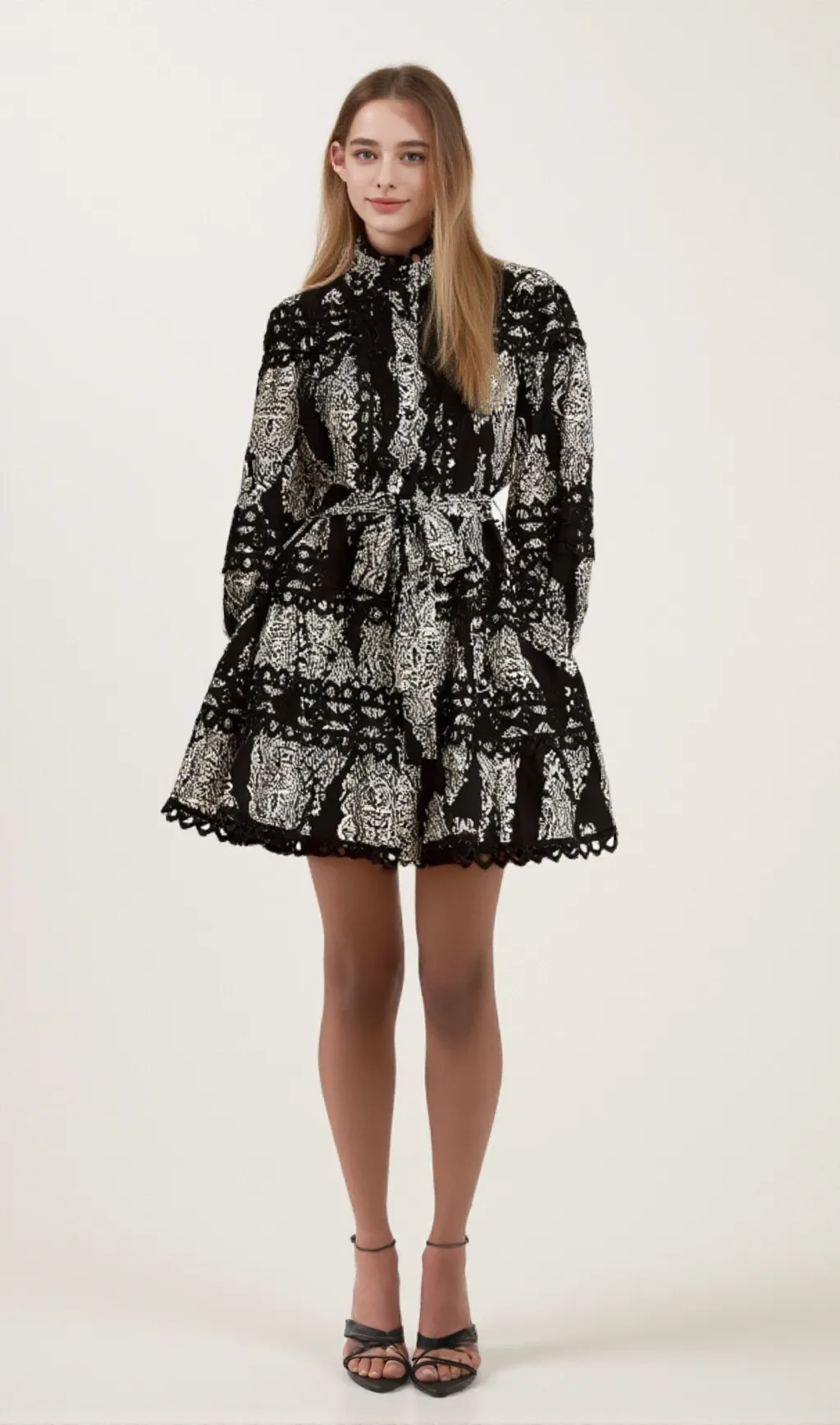 Bérengère black pattern-print mini dress