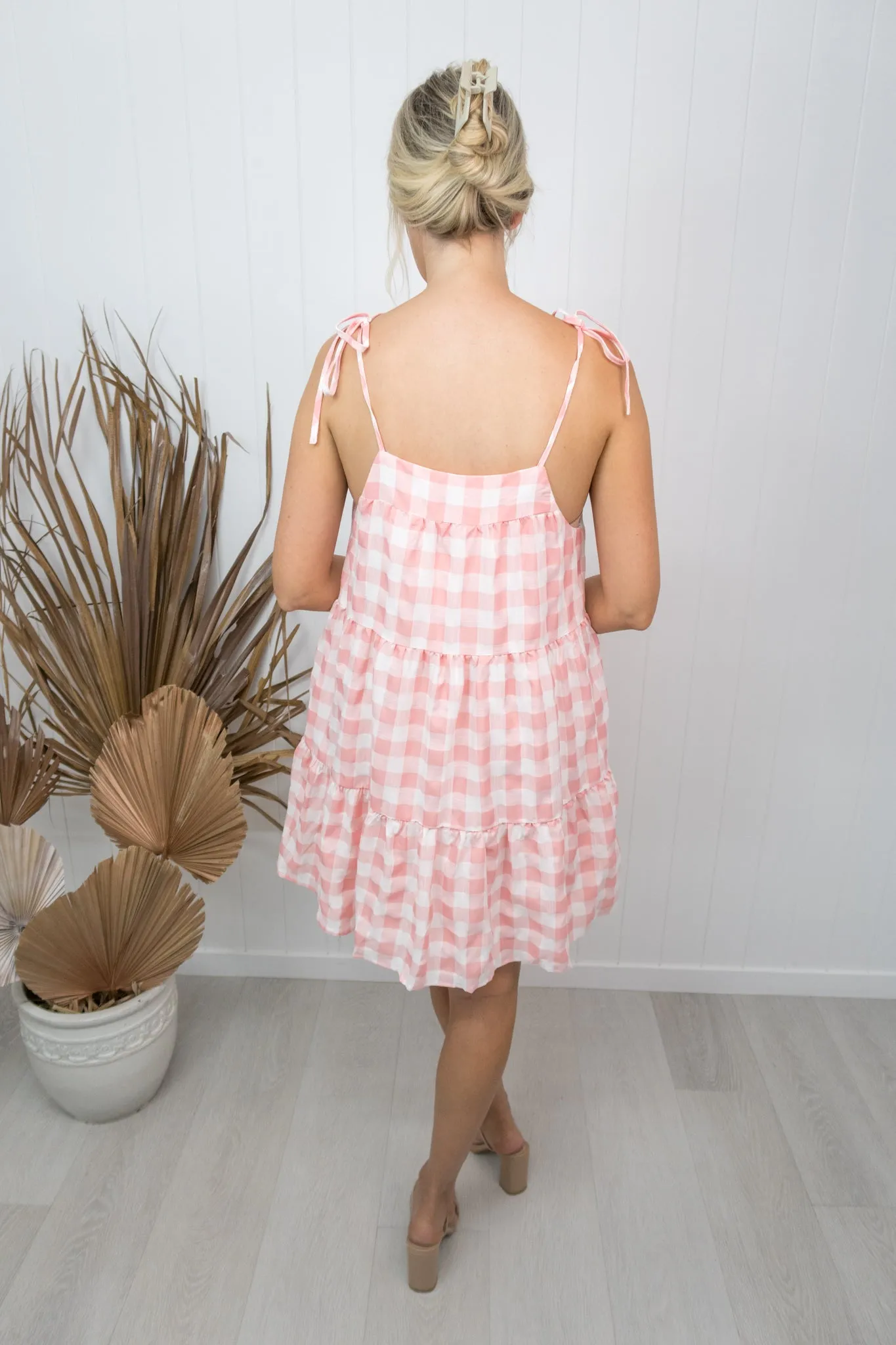 Campbell Dress- Gingham pink/white