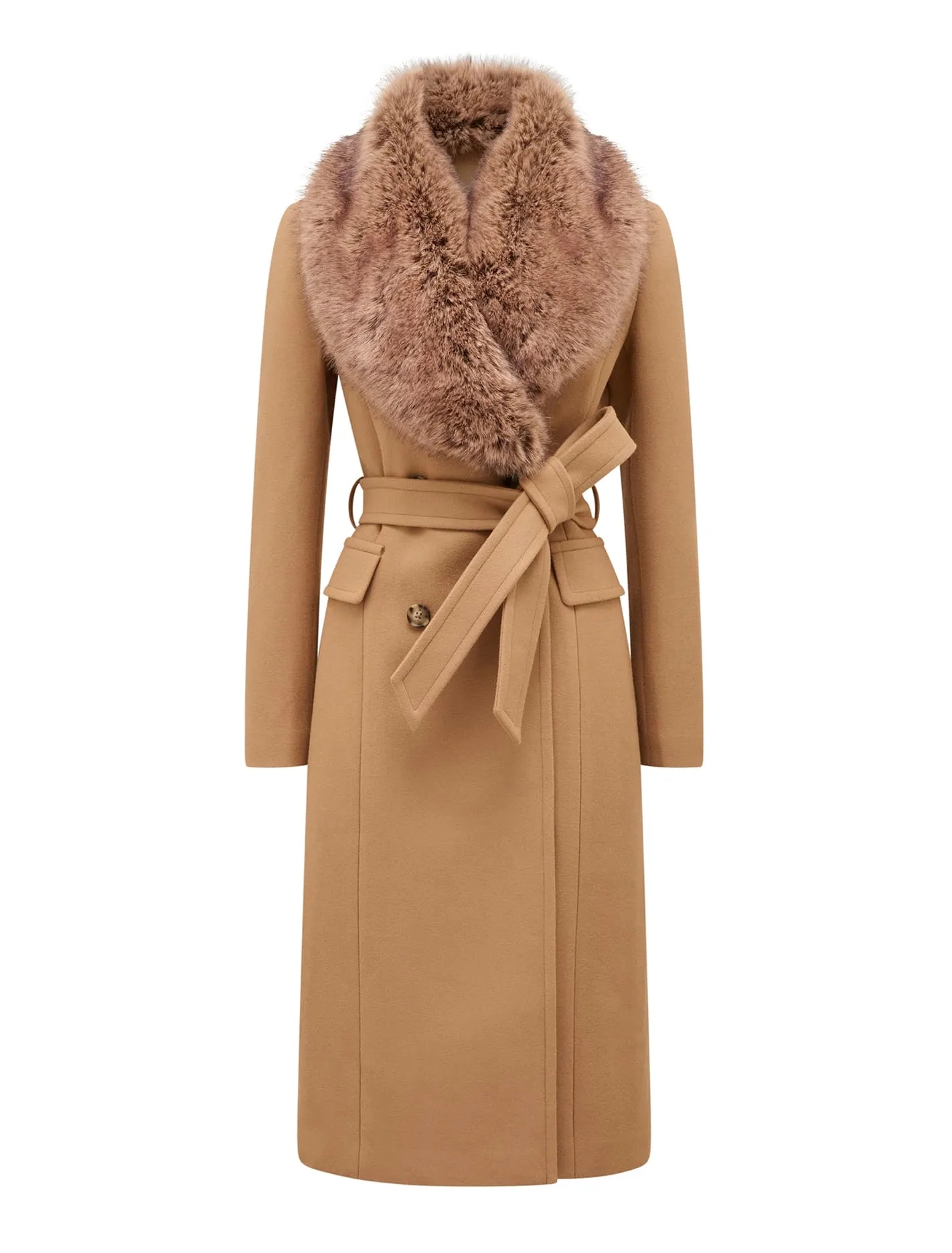 Chelsea Double Breasted Fur Collar Coat