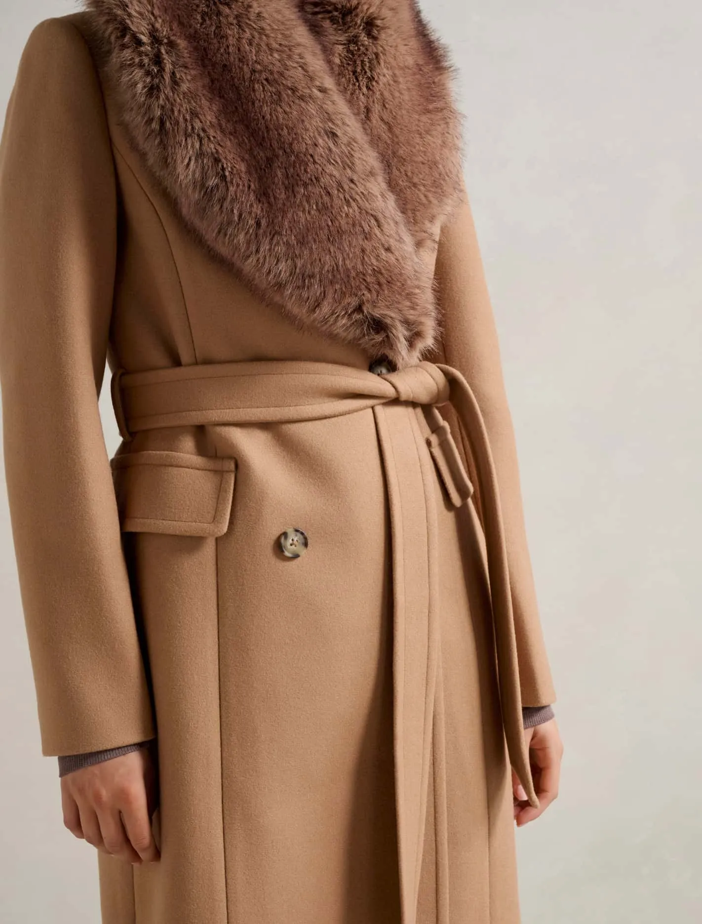 Chelsea Double Breasted Fur Collar Coat