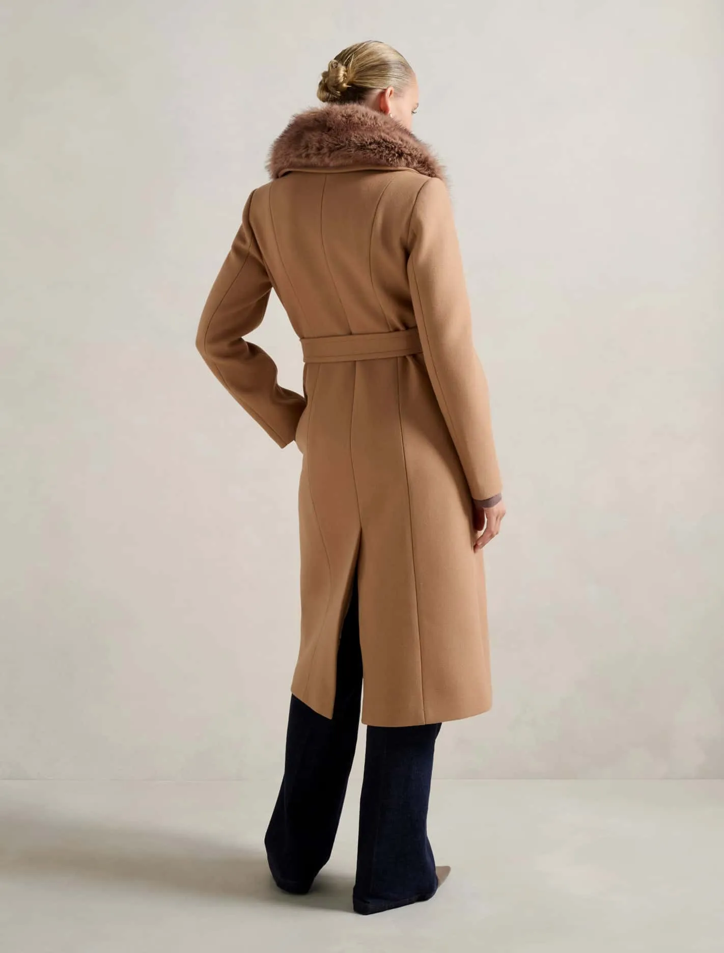 Chelsea Double Breasted Fur Collar Coat