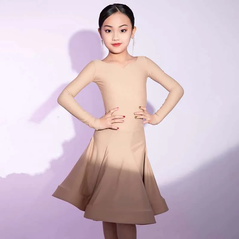 Children's Latin Dance dresses blue pink green Regulations Competition Uniforms Girls Professional Standards Grading Examination skirts