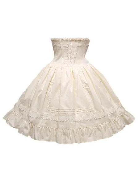 Classic Lolita Skirt SK Cotton Ruffles Two Tone High Rise Lolita Skirt