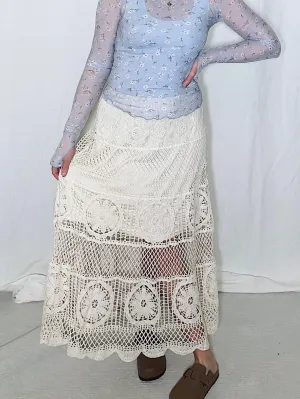 Crochet Knit Maxi Skirt - Natural