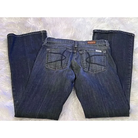 David Kahn Black Distressed Flare Leg Jeans Size 27