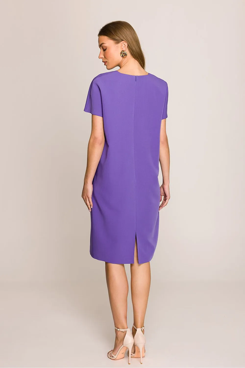 Day-dress Polyester Viscose Casual V-Neck Short Sleeve Shift Dress
