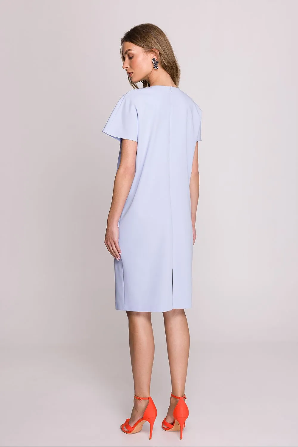 Day-dress Polyester Viscose Casual V-Neck Short Sleeve Shift Dress