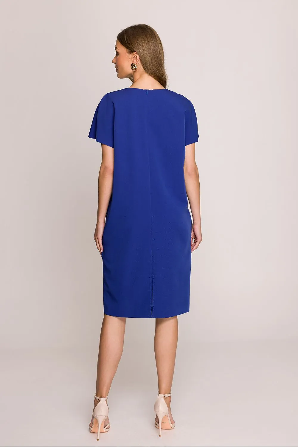 Day-dress Polyester Viscose Casual V-Neck Short Sleeve Shift Dress