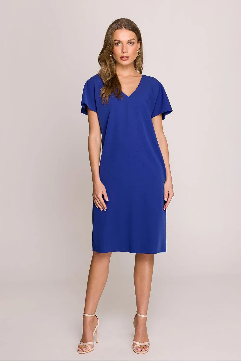 Day-dress Polyester Viscose Casual V-Neck Short Sleeve Shift Dress