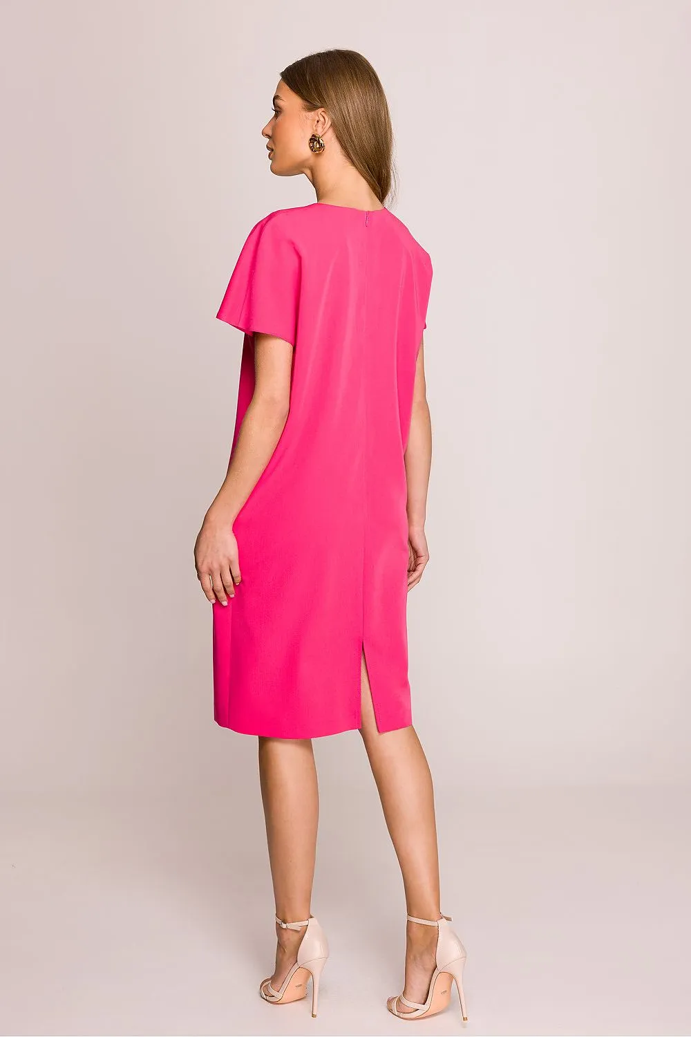 Day-dress Polyester Viscose Casual V-Neck Short Sleeve Shift Dress