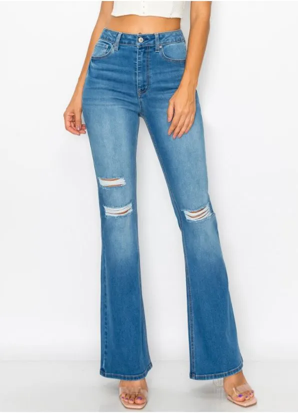 DESTRUCTED FLARE JEANS