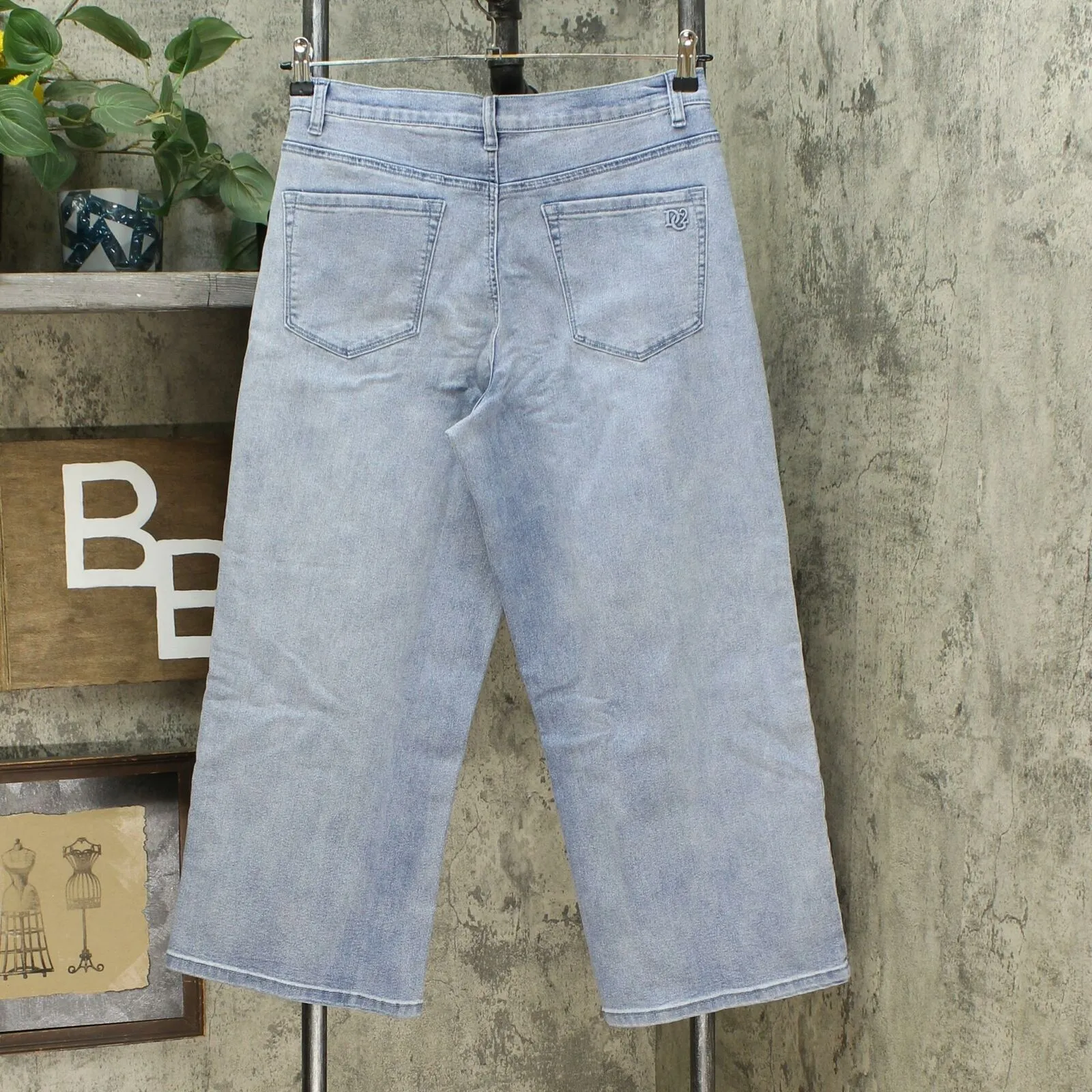 DG2 by Diane Gilman Women's Classic Stretch Needle Punch Crop Wide Leg Jeans