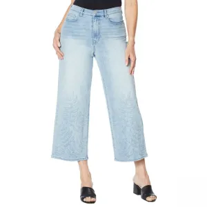 DG2 by Diane Gilman Women's Classic Stretch Needle Punch Crop Wide Leg Jeans