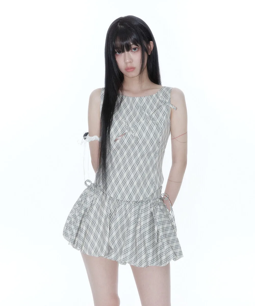 Fairy Ribbon Bubble Skirt (Checked)