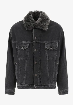 Faux-Fur Collar Denim Jacket