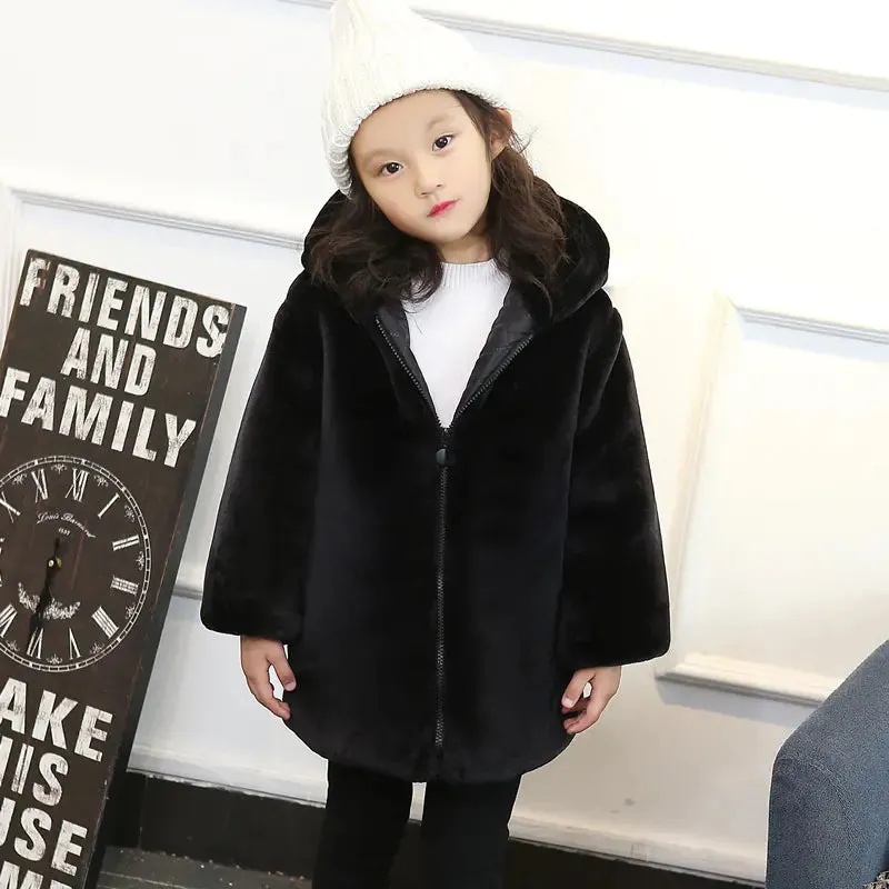 Faux Fur Mid-Length Mother-Daughter Outerwear Jackets