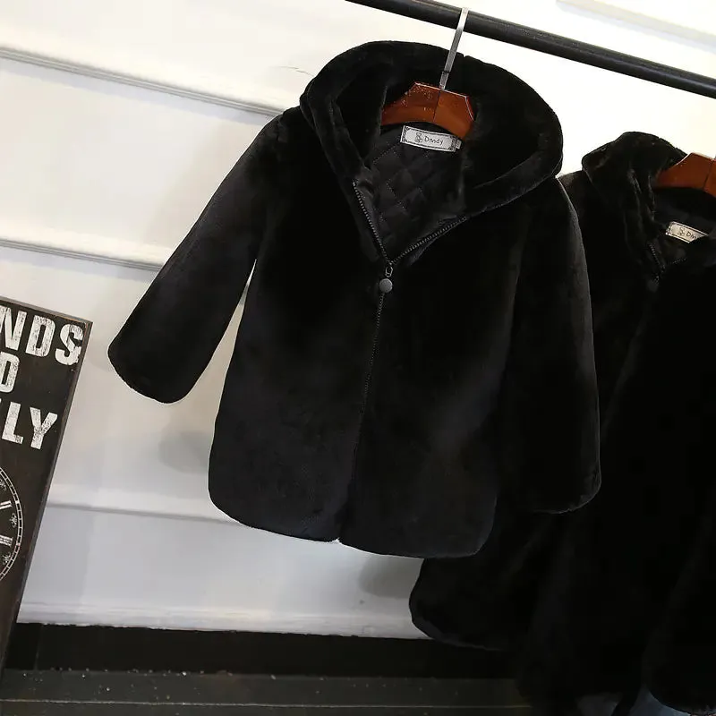 Faux Fur Mid-Length Mother-Daughter Outerwear Jackets