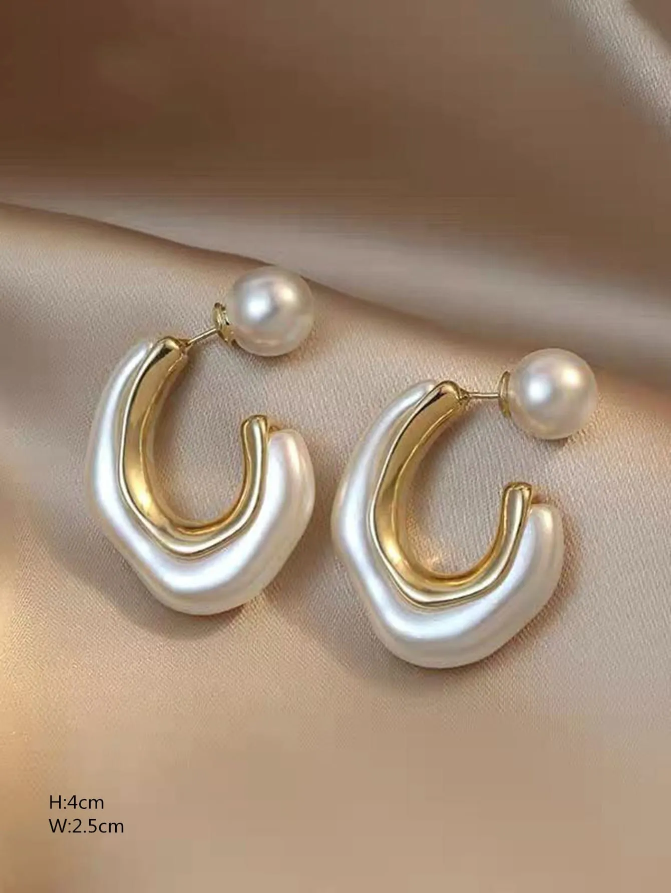 Faux Pearl Decor Earring Jackets - White