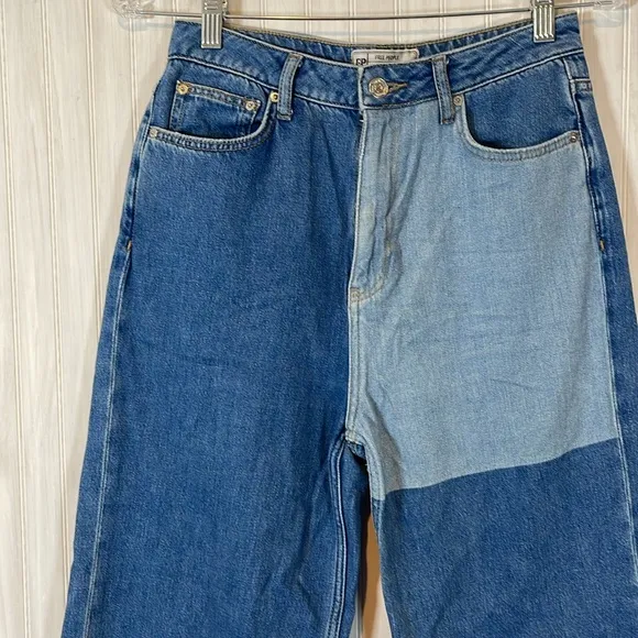 FREE PEOPLE WIDE LEG PATCHWORK JEANS 27 K