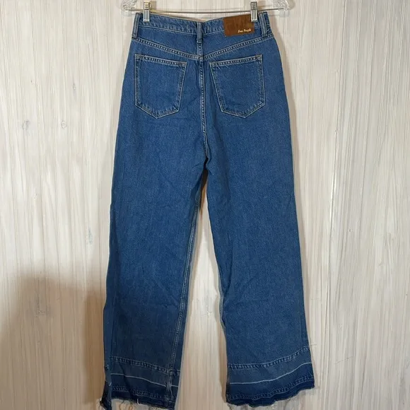 FREE PEOPLE WIDE LEG PATCHWORK JEANS 27 K