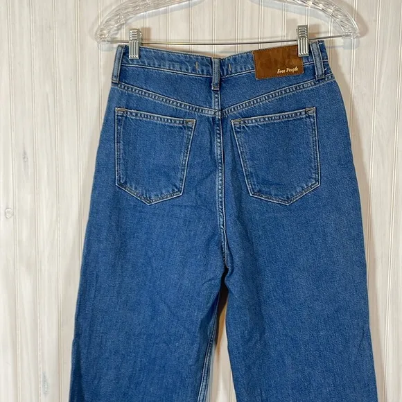 FREE PEOPLE WIDE LEG PATCHWORK JEANS 27 K