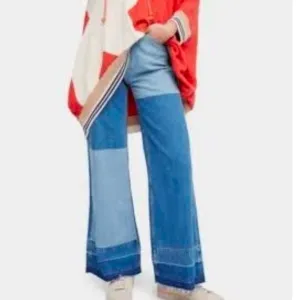 FREE PEOPLE WIDE LEG PATCHWORK JEANS 27 K