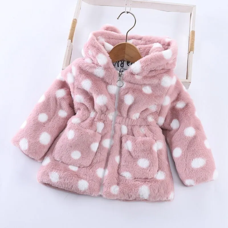 Girls Faux Fur Ear Hooded Jackets & Coats