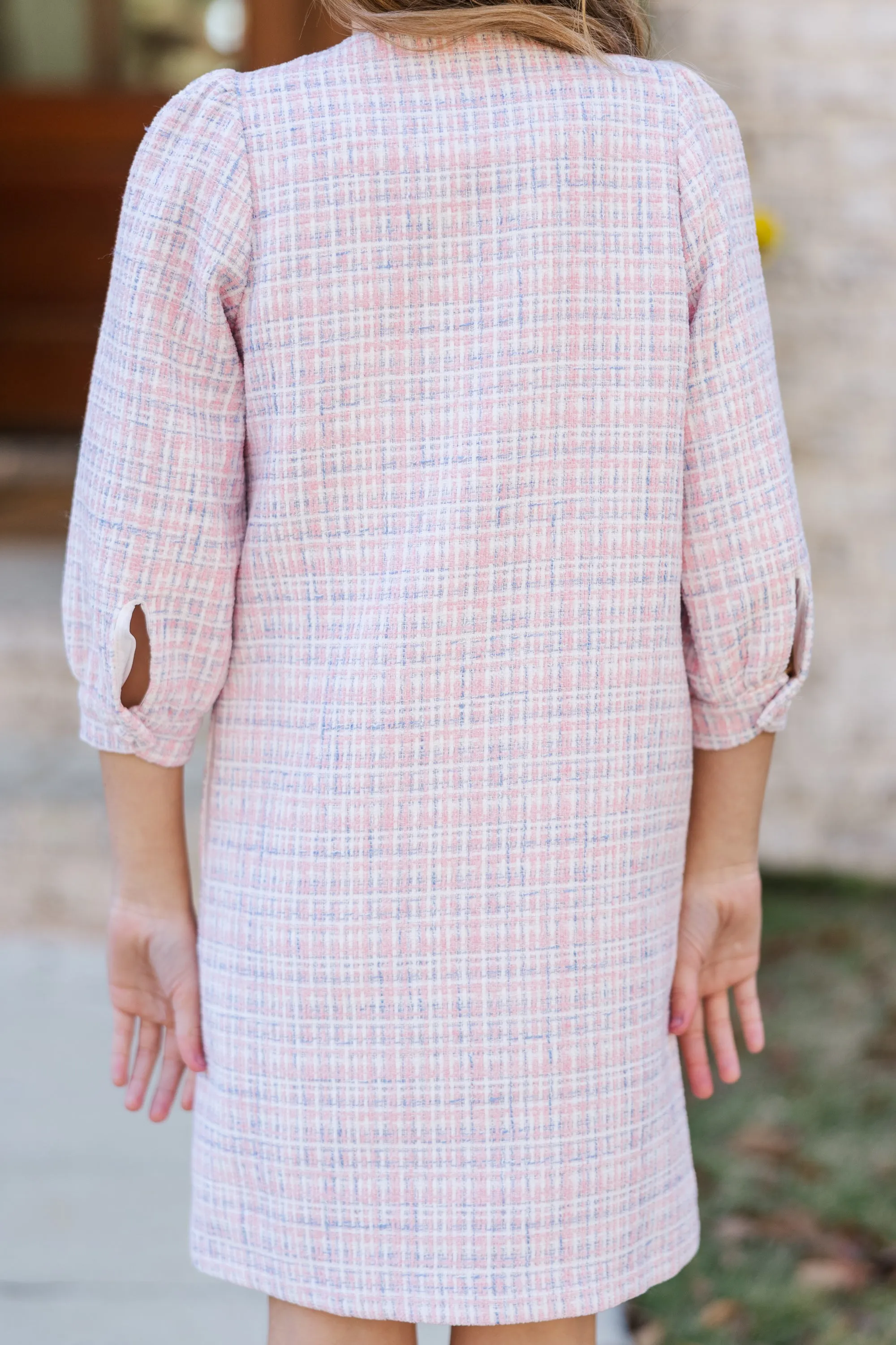 Girls: The Vivian Pink Tweed Shift Dress