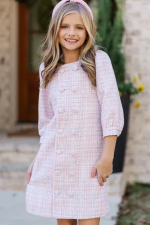 Girls: The Vivian Pink Tweed Shift Dress