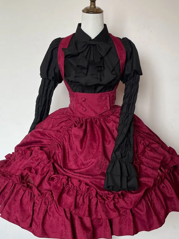 Gothic Lolita Blouses Lolita Top Black Long Sleeves Ruffles Bows Lolita Shirt