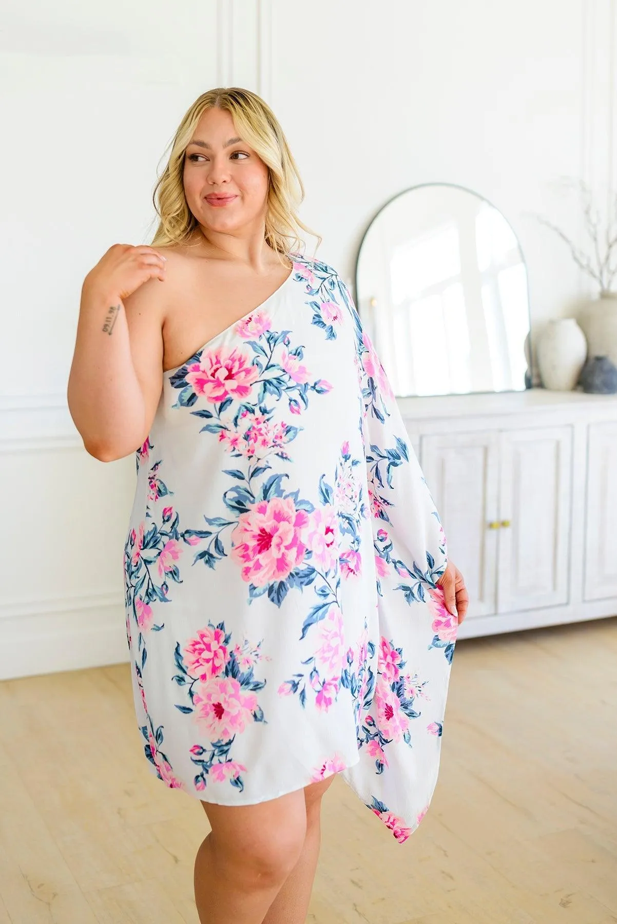 Hazel Blues® | Forever Smitten Floral One Shoulder Dress