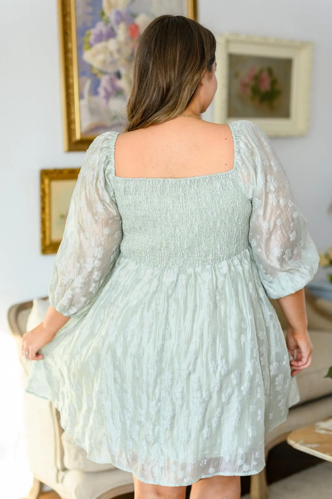 Hazel Blues® | Spotting Fairies Puff Sleeve Dress in Sage