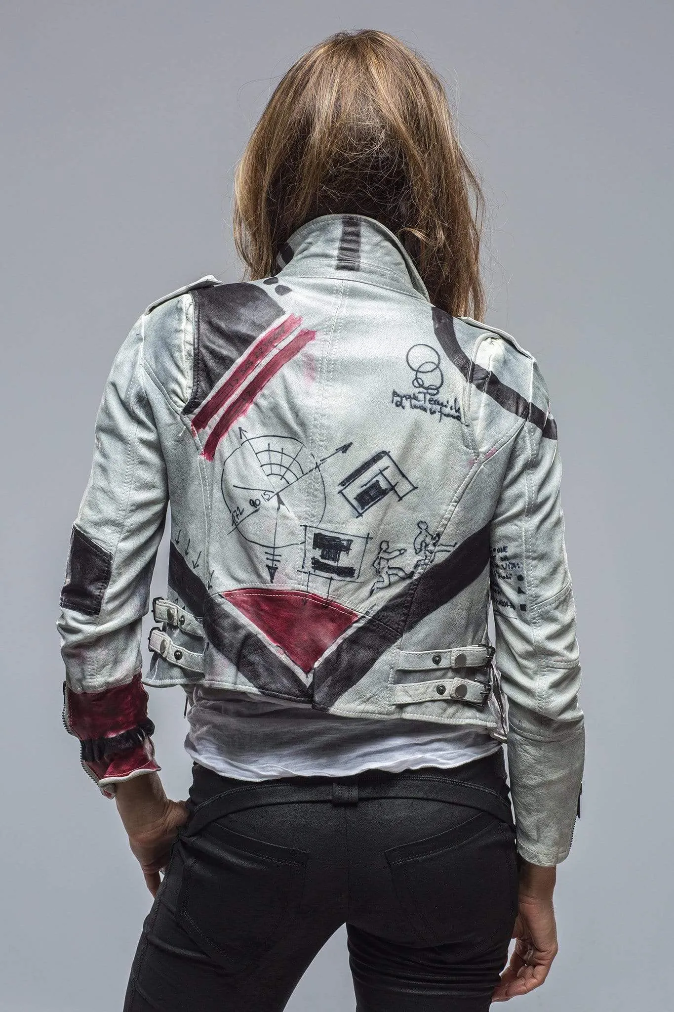 Italian Grafiti Jkt In Grey W/ Black &amp; Burgundy