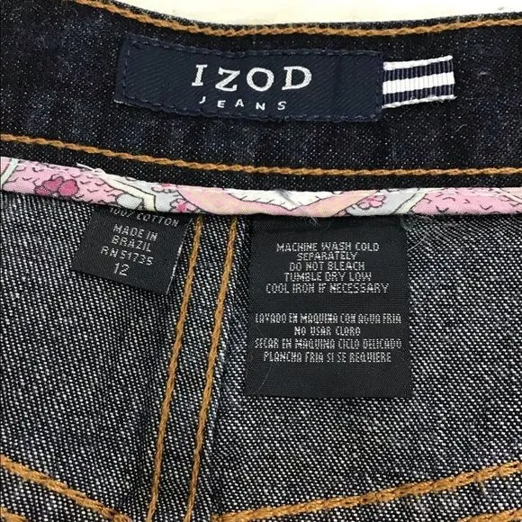 IZOD High Waist Dark Wash Flare Leg Bell Bottom Style Jeans Size 12