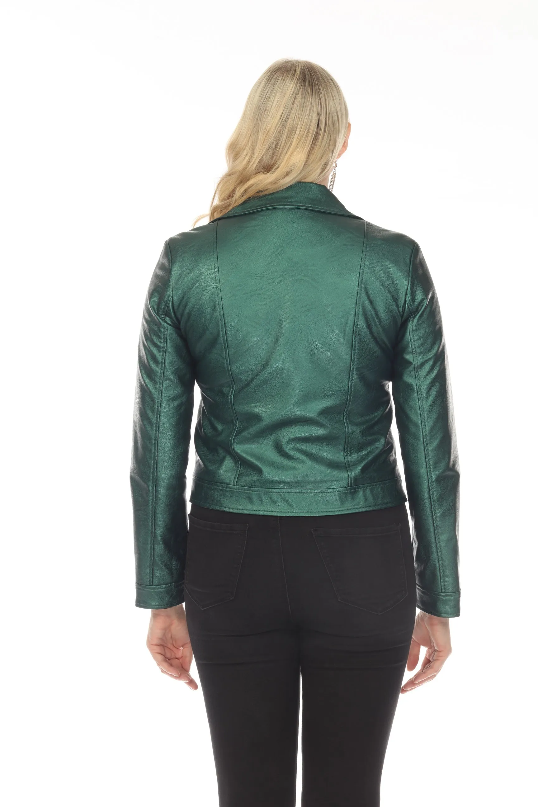 Joseph Ribkoff Metallic Faux Leather Moto Jacket 234902