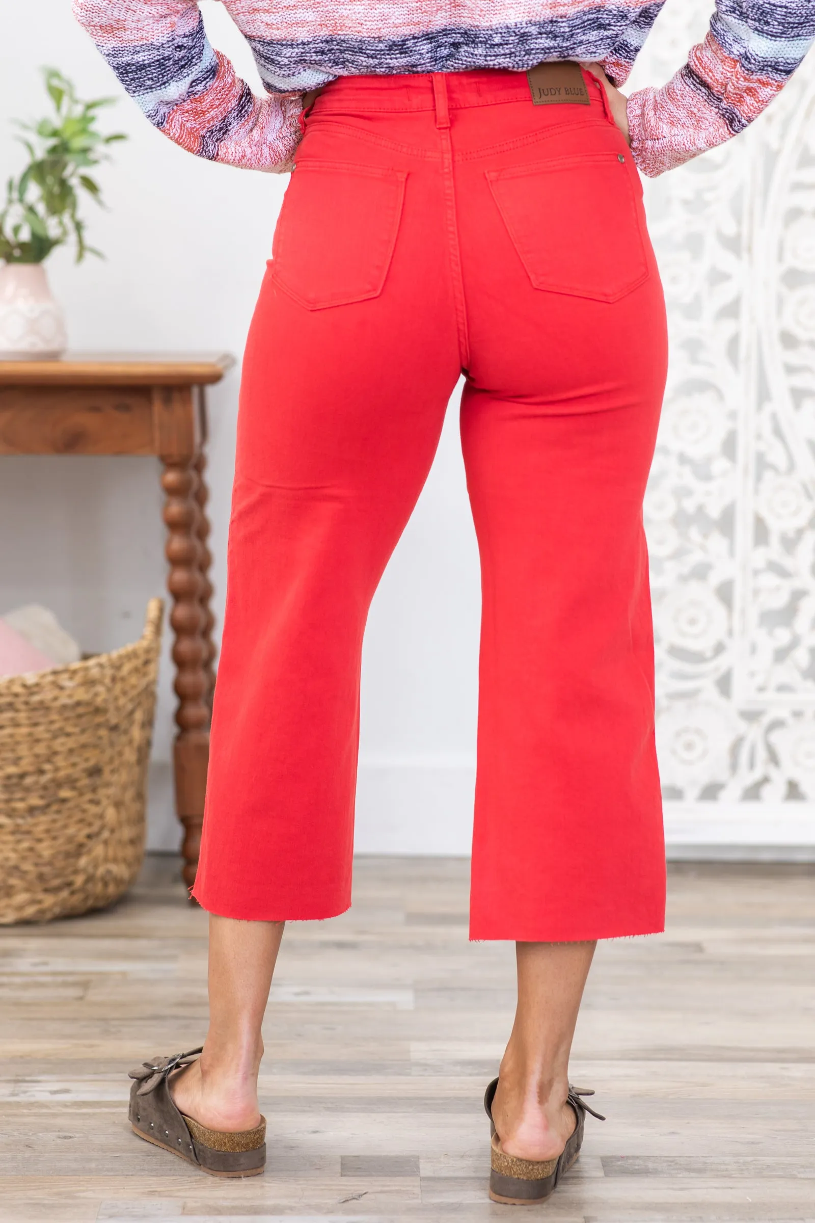 Judy Blue Red Tummy Control Crop Jeans
