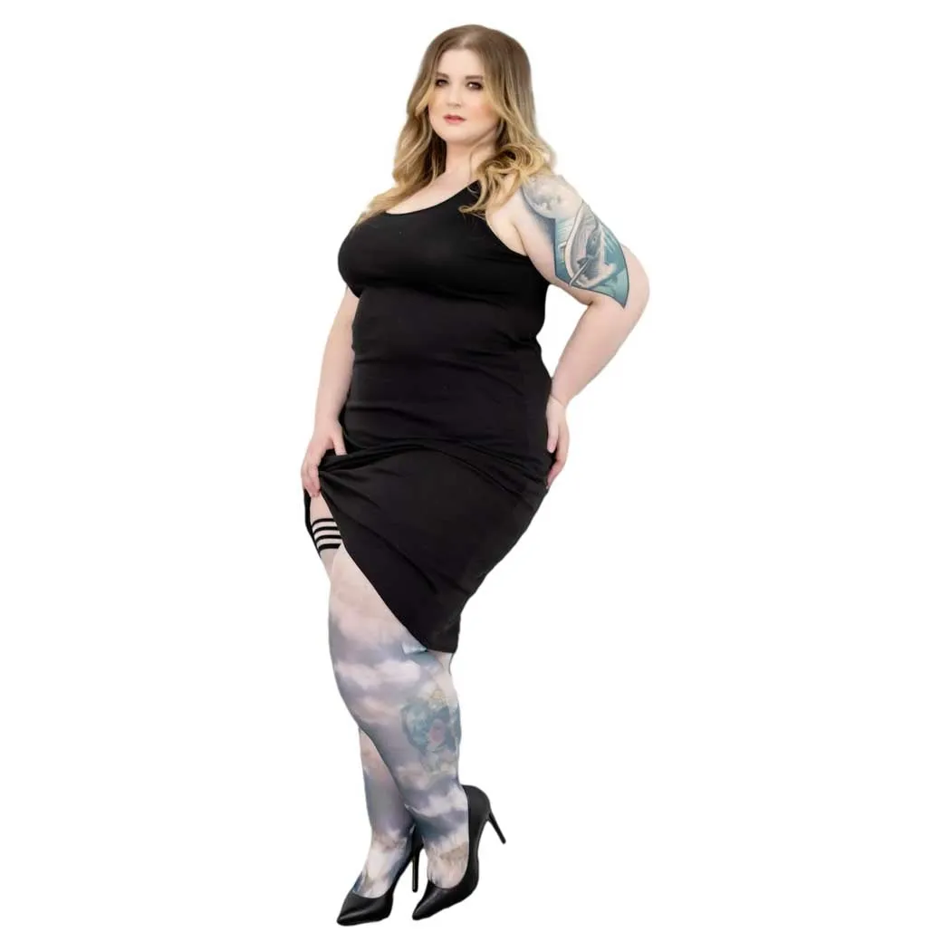 Kix'ies MacKenzie Black and White Tie Dye Thigh Highs